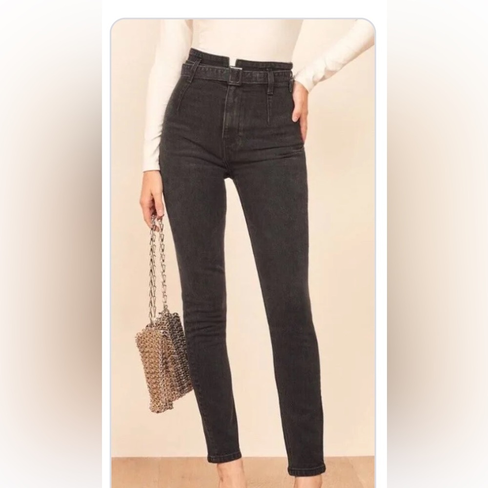 Reformation Kayo high and skinny belted jeans